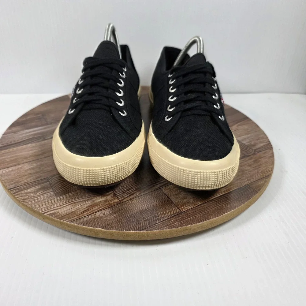 Superga 2750 Cotu Classic Sneakers M9.5/W11.5 Black Canvas Low Top Lace Up Shoes